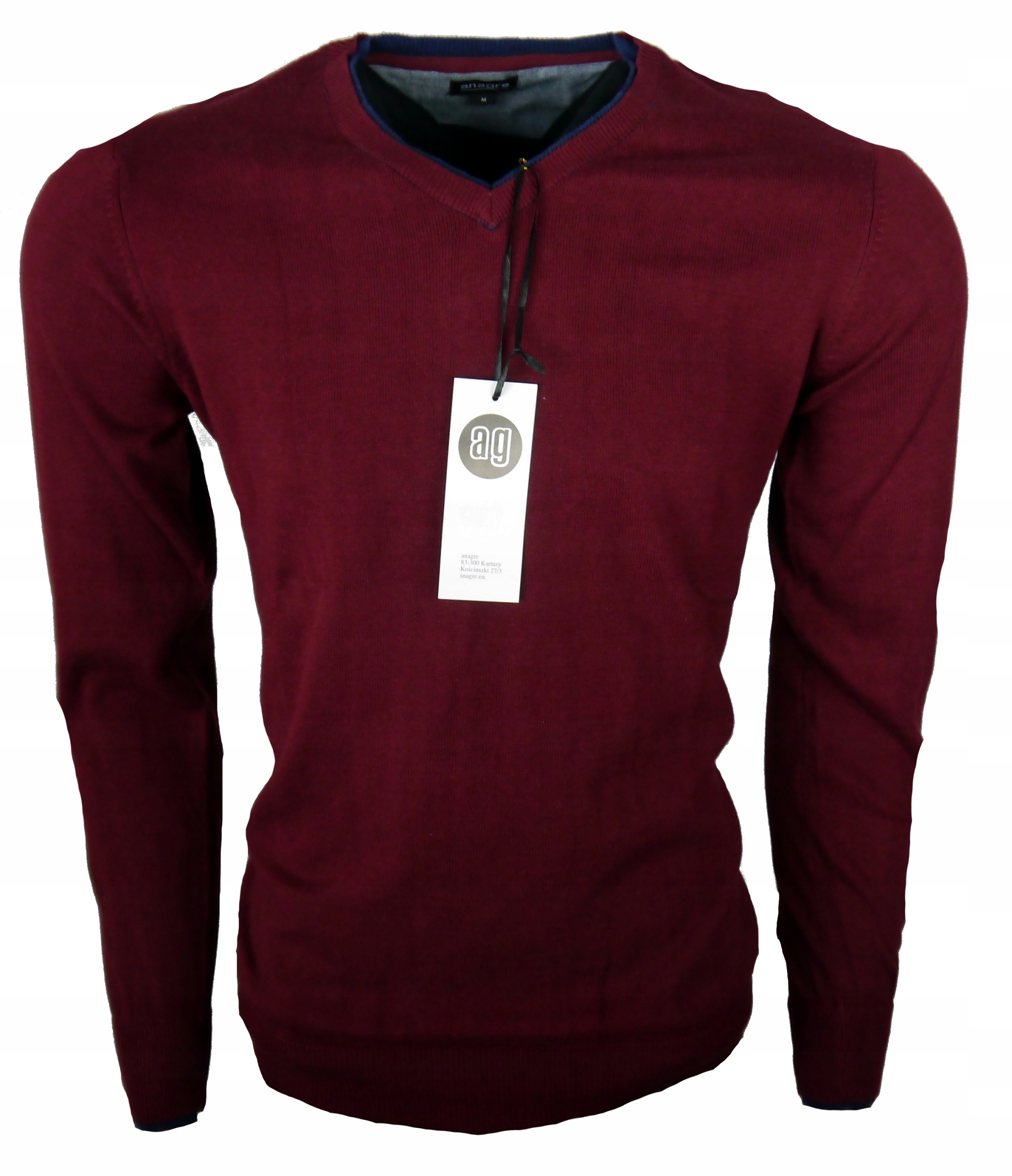 

Sweter Męski Bordowy Bordo M bawełna 100% Anagre