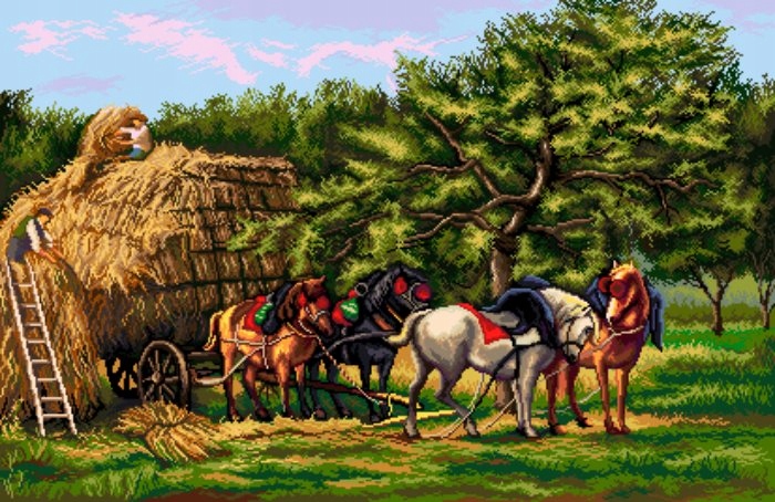 Kanva s potiskem pro křížkovou výšivku 94x61 cm