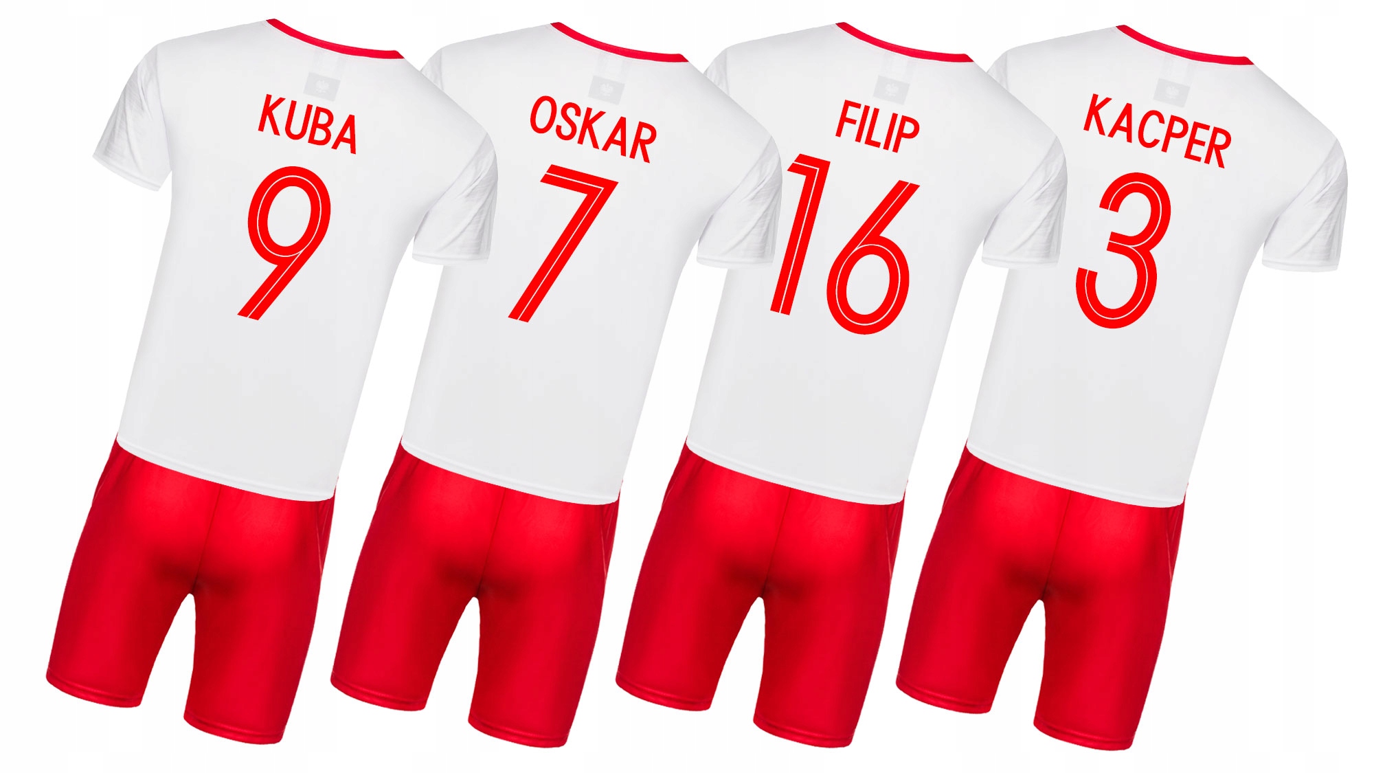 Strój piłkarski POLSKA + getry WŁASNY NADRUK - 146 Materiał dominujący poliester