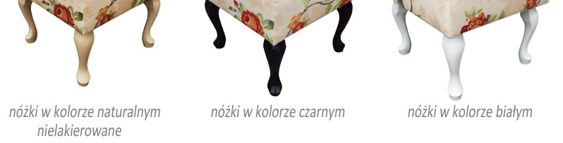 Pufa na drewnianych nóżkach LUDWIK angielski 104 Głębokość mebla 40 cm