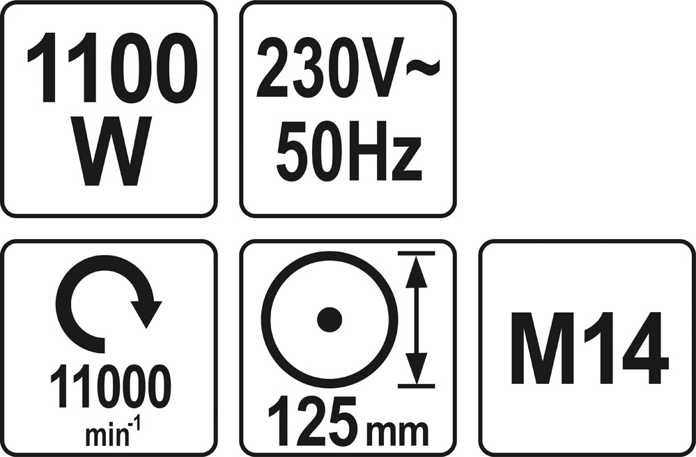 YATO SZLIFIERKA KĄTOWA 1100W ELEKTRYCZNA KĄTÓWKA POLERKA 125MM YT-82100 Rodzaj szlifierka kątowa