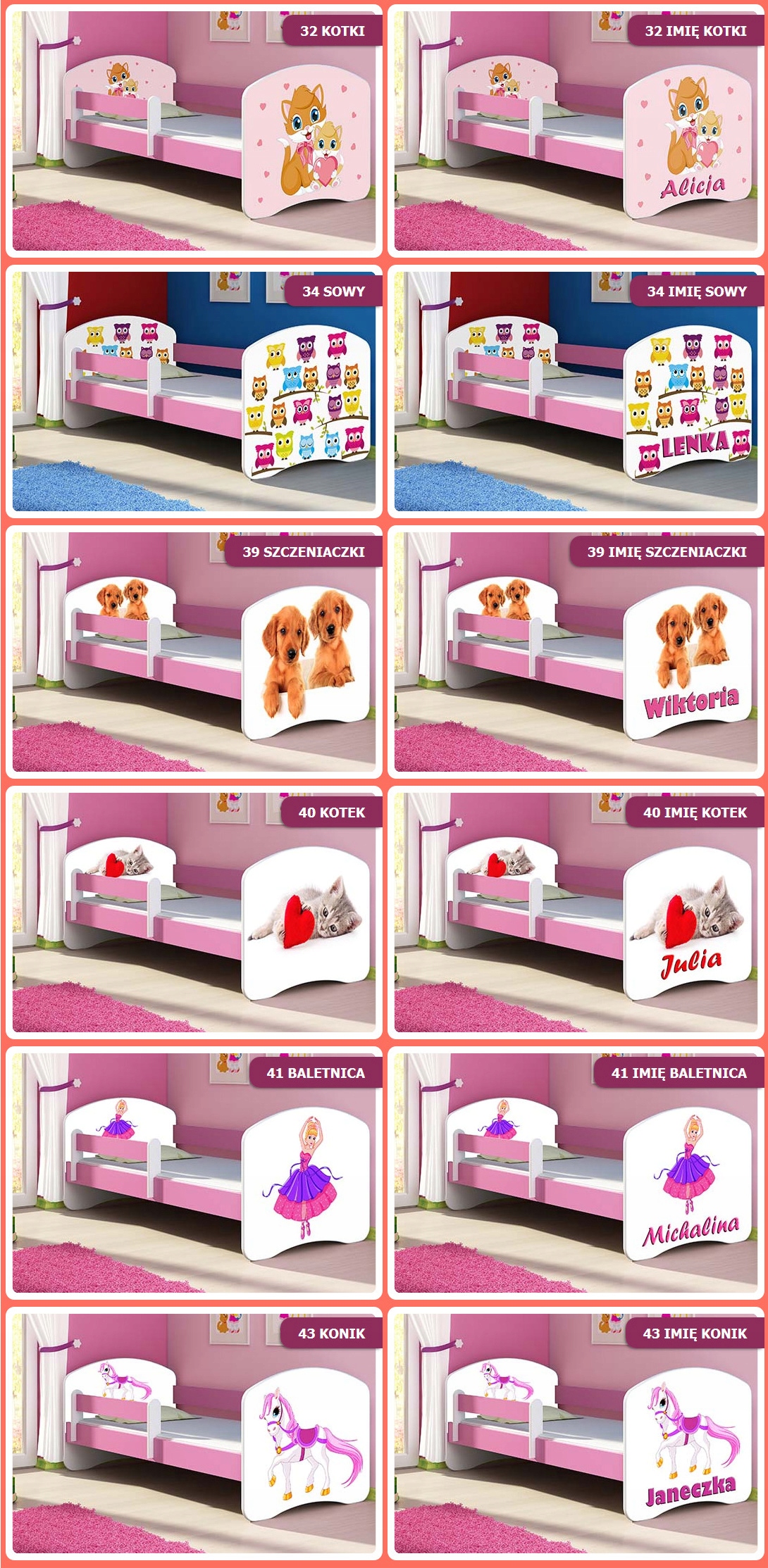 Łóżko dziecięce 140X70 + materac RÓŻOWE ACMA Marka inna