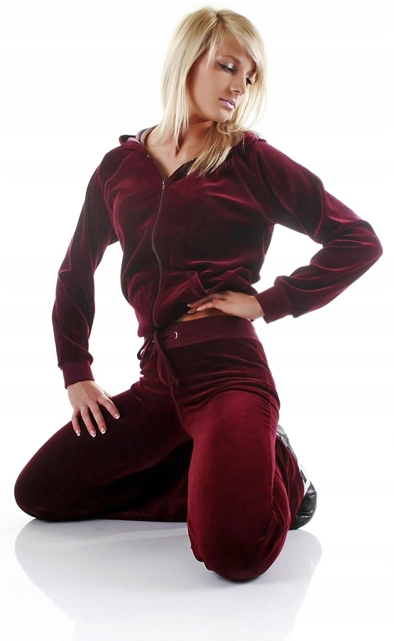 Dresy damskie welurowe, dres damski bordowy 3XL Rozmiar 3XL
