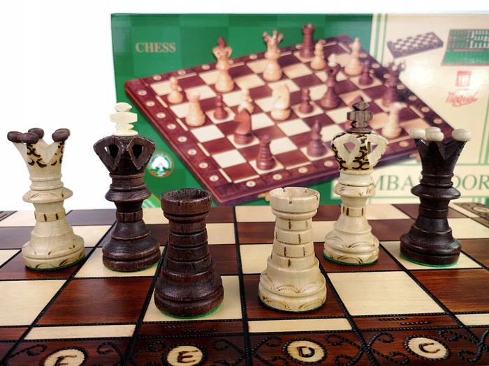 SZACHY AMBASADOR ORYGINAŁ 54 x 54 cm PUDEŁKO LUX Producent Sunrise Chess & Games