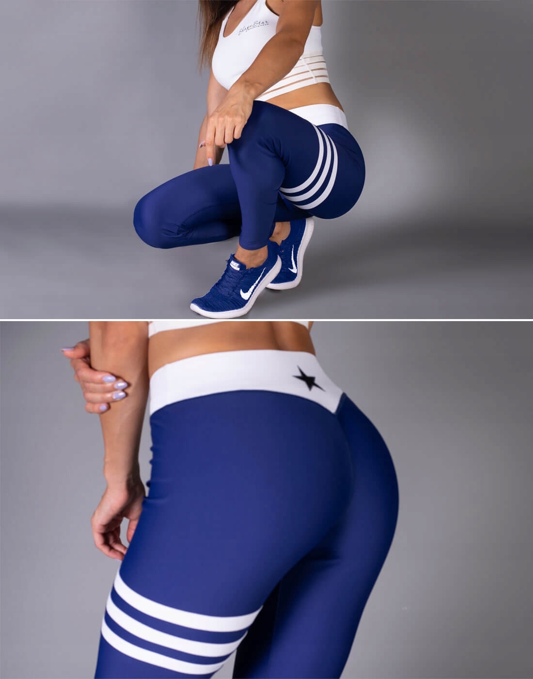 LEGGINSY SHAPESTAR -BLUE POWER FITNESS ,PASKI M Marka inna