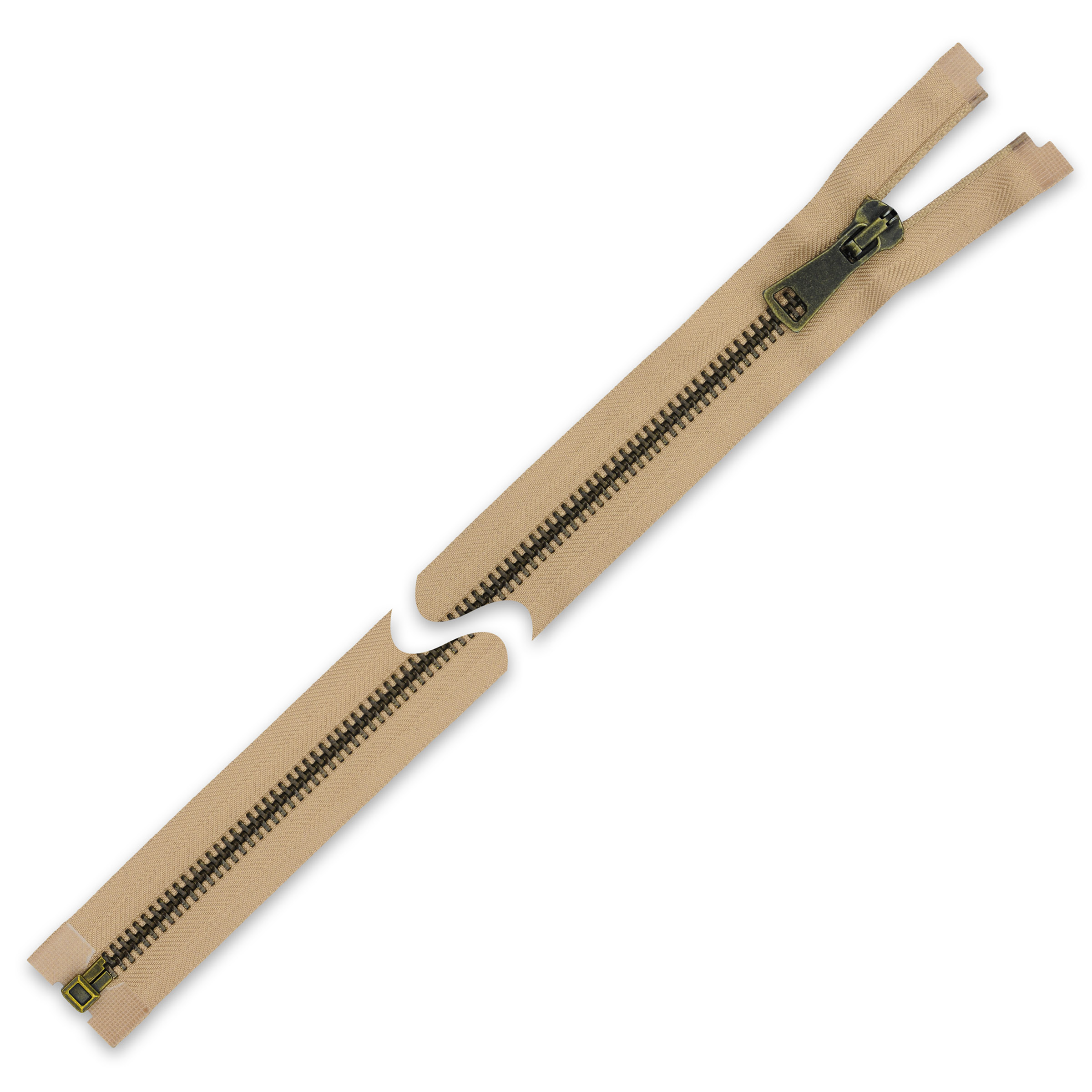 Zamek błyskawiczny metalowy Gruby beżowy 65 cm