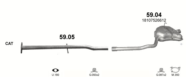 Tłumik MINI ONE poj . 1 , 4 + 1 , 6 00 - 06r + wieszaki Производитель запчасти Polmostrów foto 1