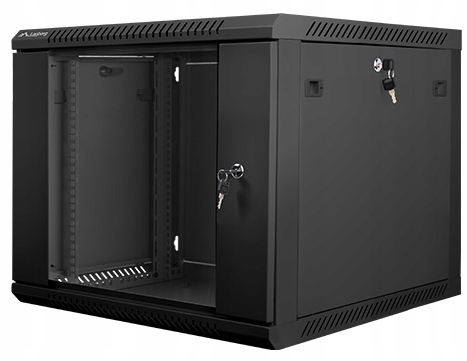 9U 19" Szafa Rack wisząca teleinformatyczna Szafka szklane drzwi 600 Czarna