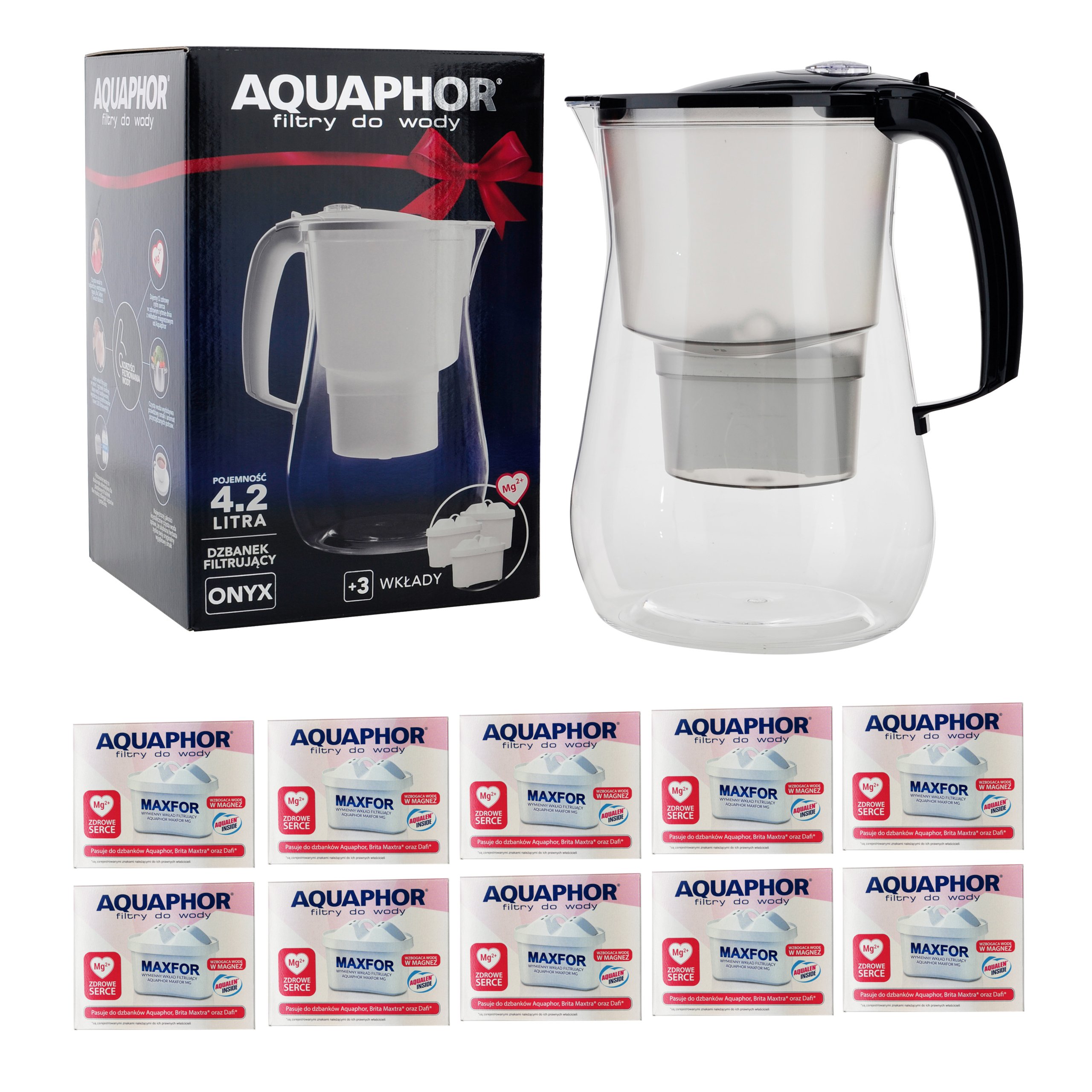 

Dzbanek Aquaphor Onyx 4.2L 10x Wkład Magnezowy Mg