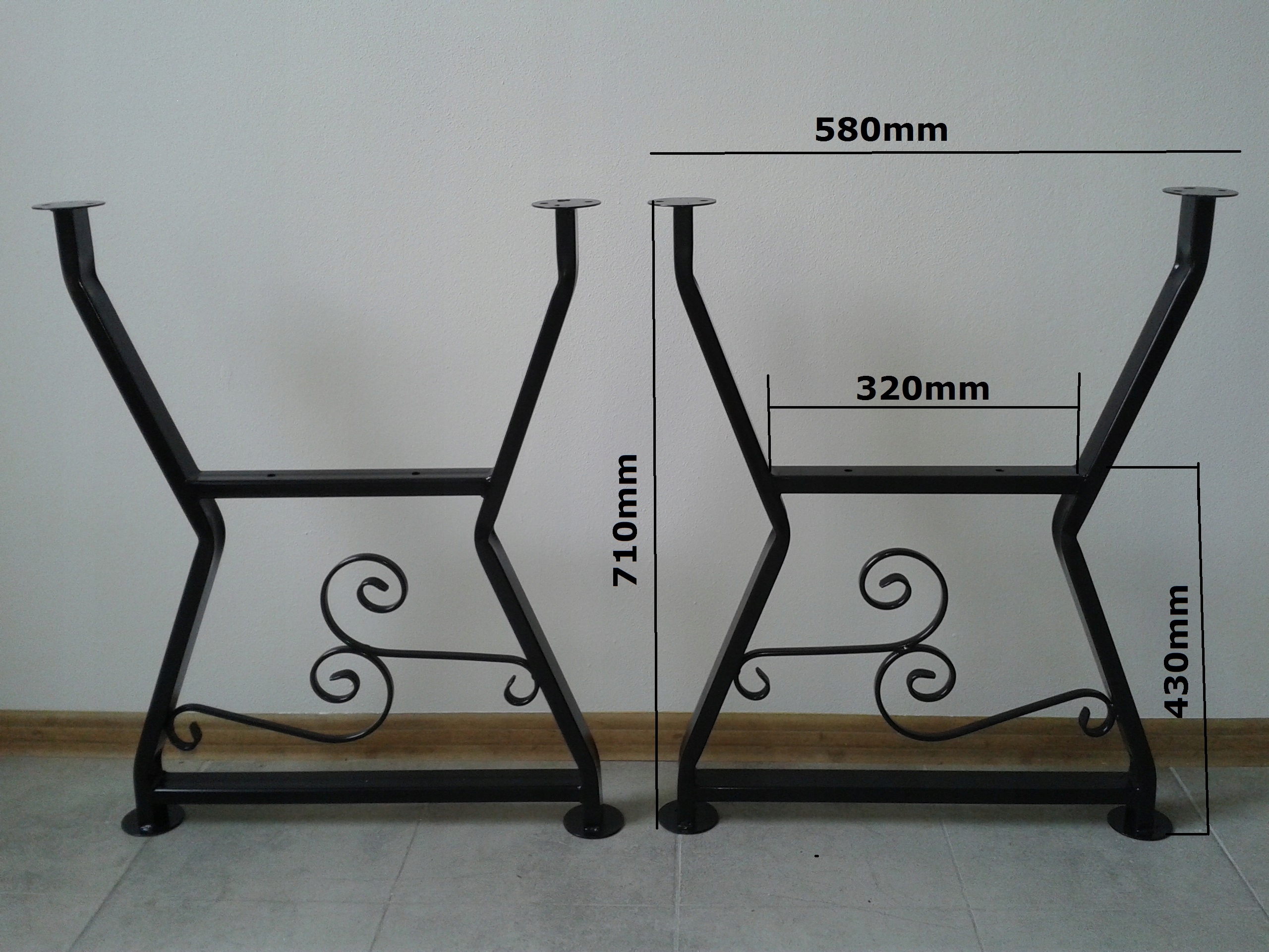 NOGA NOGI DO STOŁÓW OGRODOWYCH STALOWE ZDOBIONE Kolor czarny