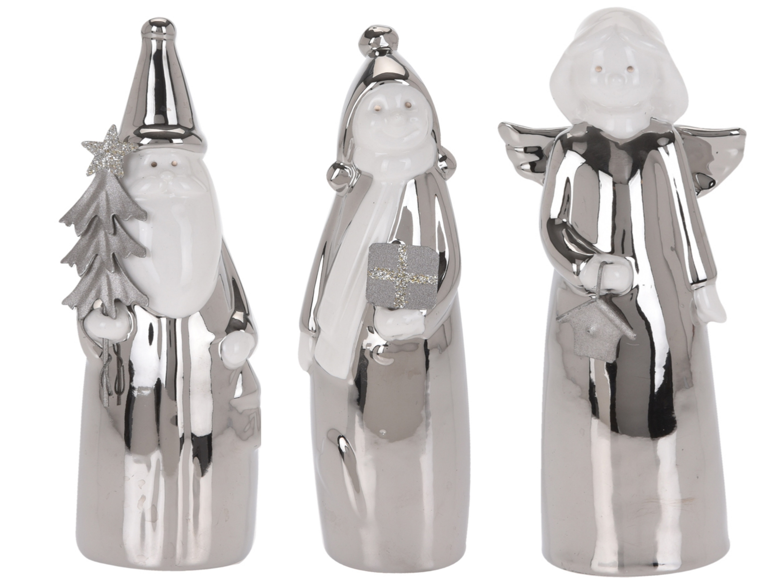 

Świąteczne Figurki Ceramiczne Zestaw 3 sztuki 11cm