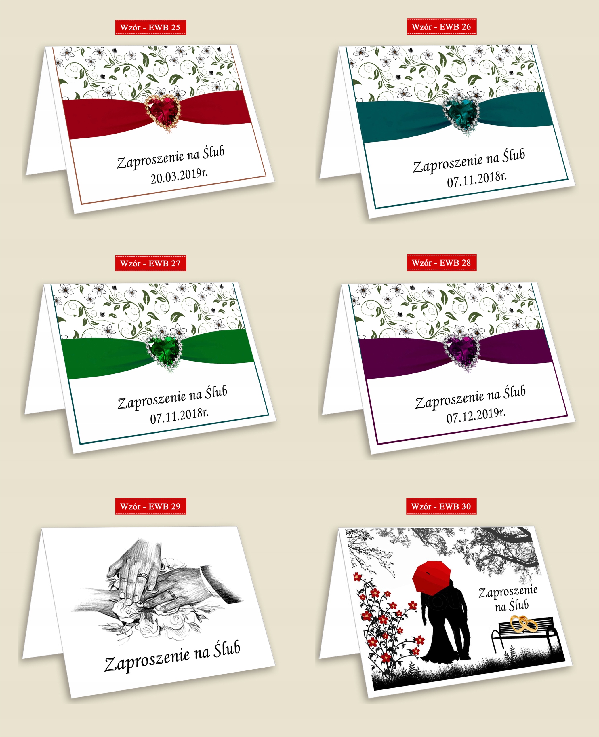 Zaproszenia Ślubne na Ślub KOŚCIELNY albo CYWILNY Zdobienie brak