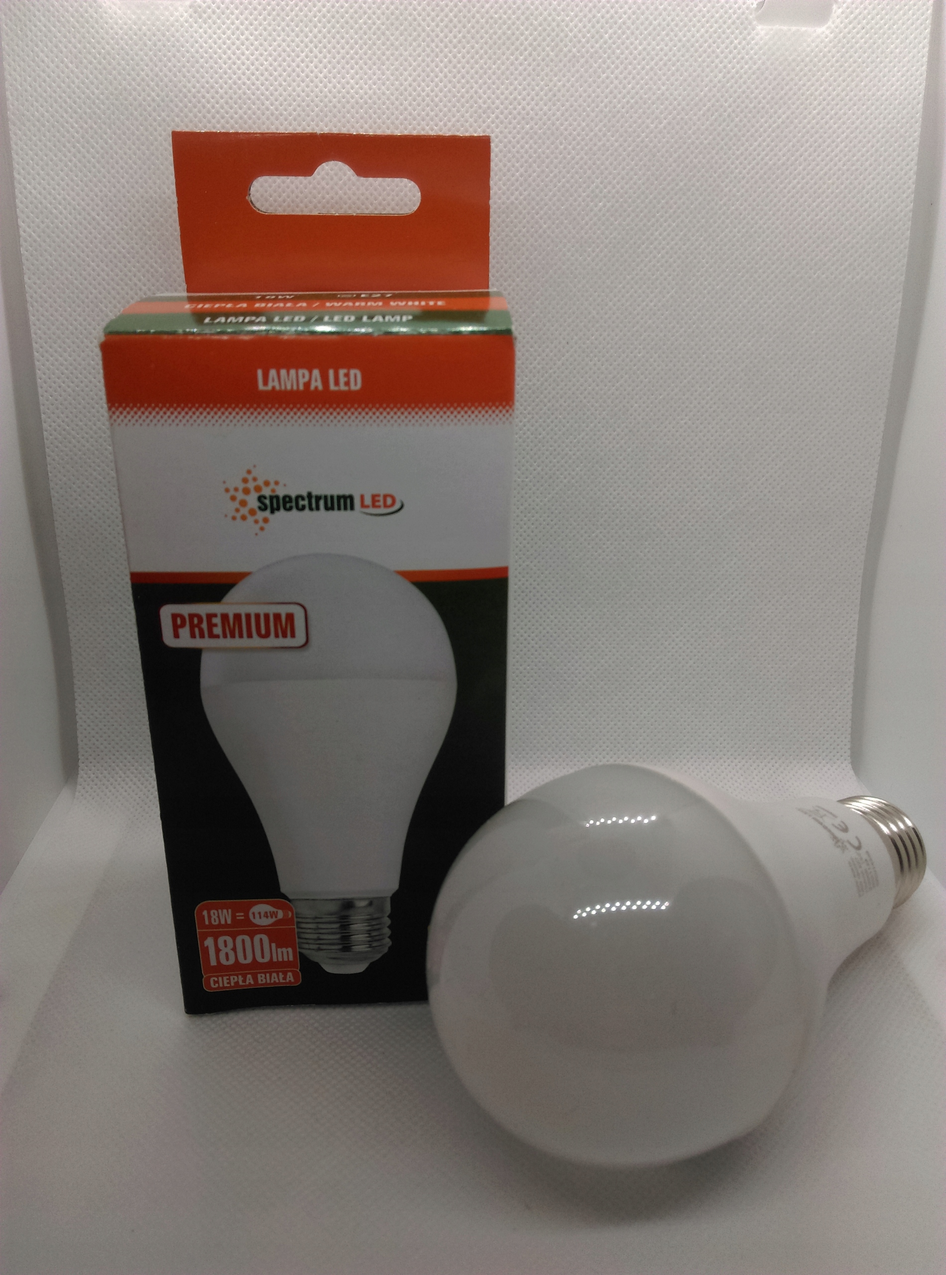 

Żarówka Led 18W=114W 1800lm Spectrum ciepła,mocna