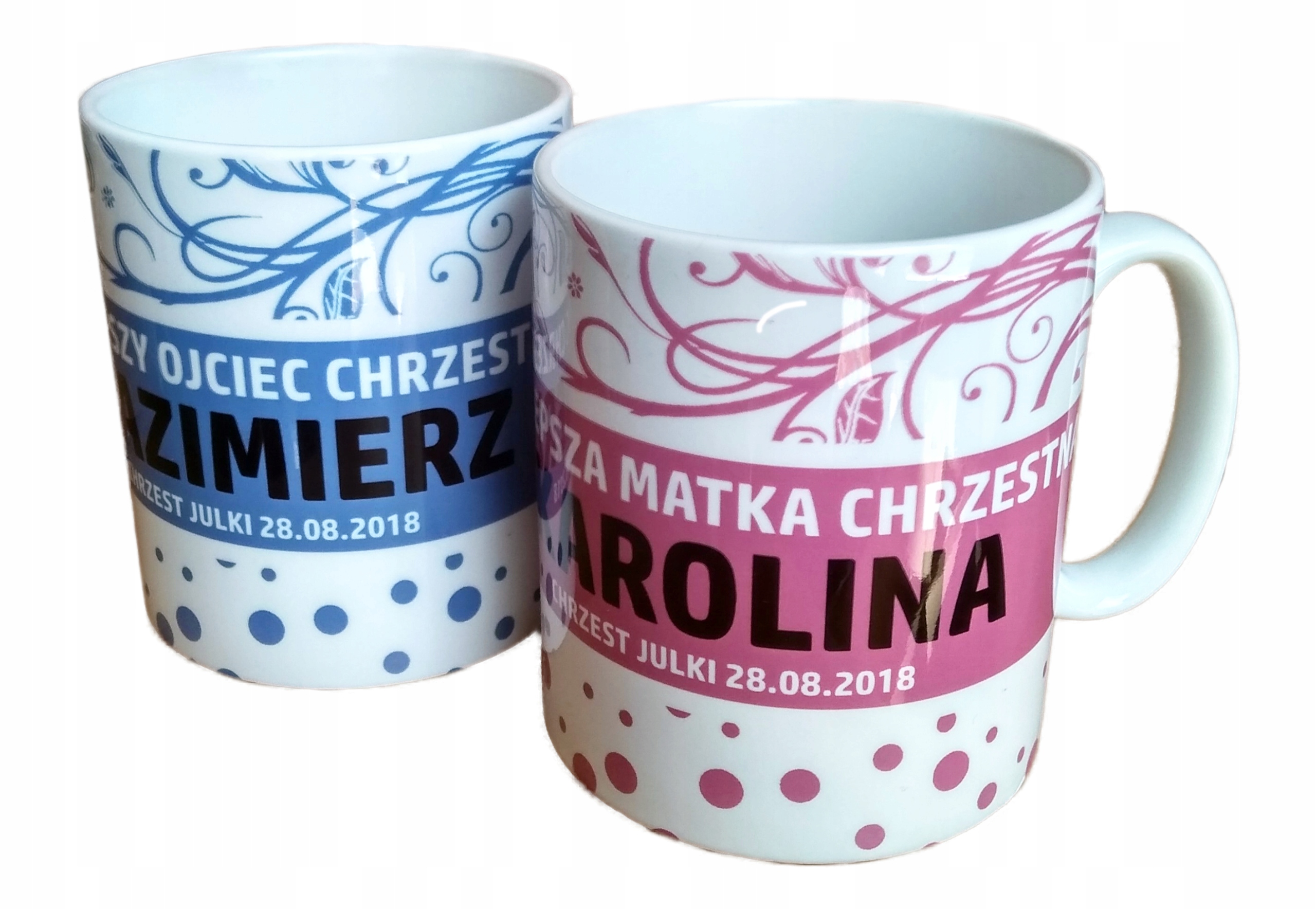 KOMPLET KUBKÓW PREZENT NA CHRZEST DLA CHRZESTNYCH