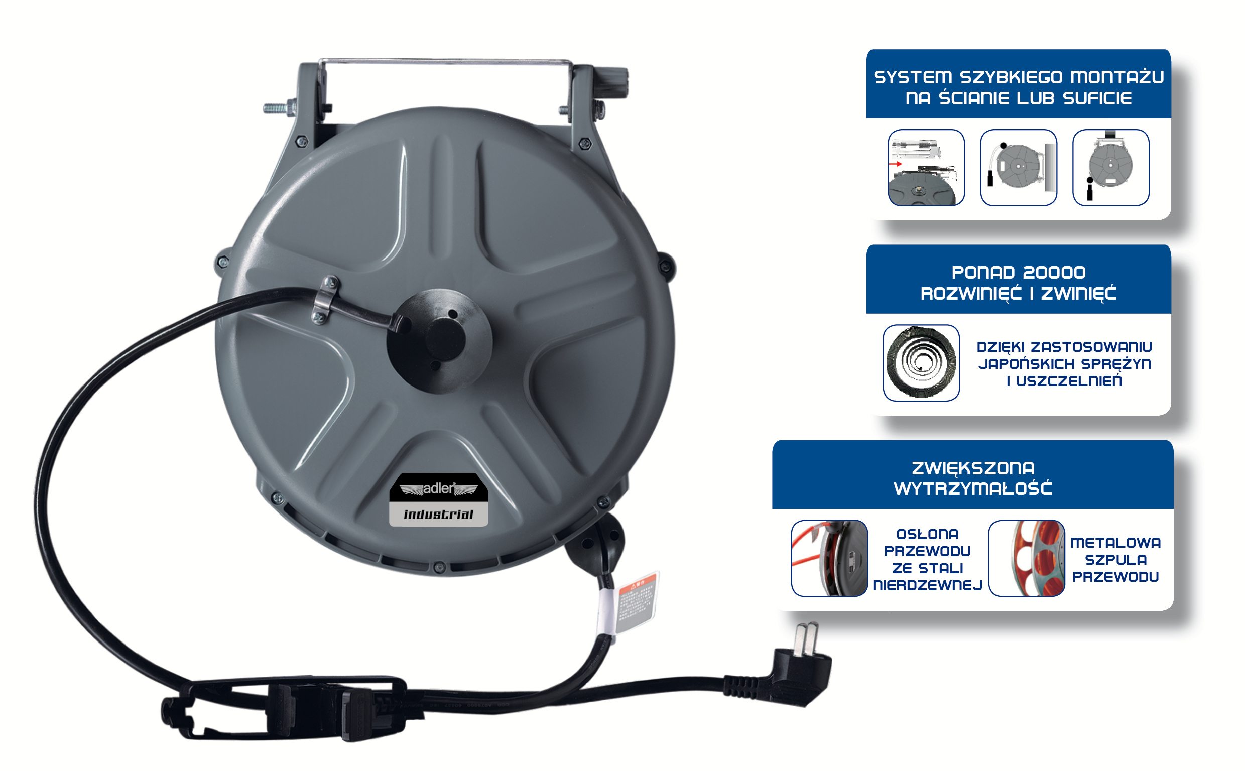 Zwijadło z przewodem elektrycznym 3x1.5mm2 - 15m ADLER AD-1515i Kod producenta 3131,2