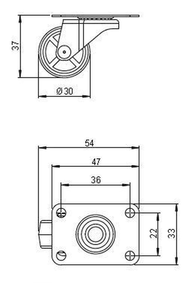 KÓŁKO GUMOWE MEBLOWE 30 OBROTOWE ROLKA NIE RYSUJE! Model inny