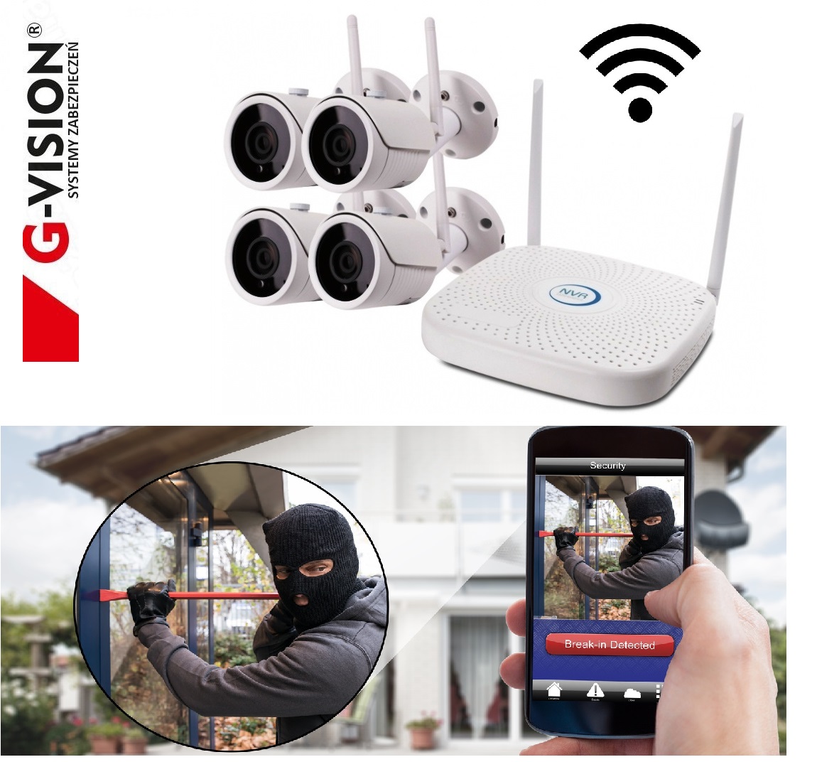 Zestaw 4 kamer do monitoringu bezprzewodowego WIFI Marka Inna