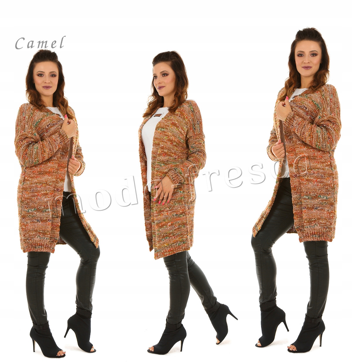 F319 EFEKT ombre DŁUGI kardigan SWETER Marka inna