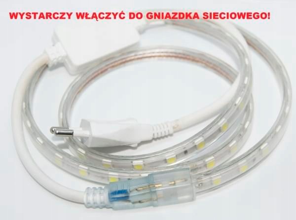 TAŚMA LED 230V WODOODPORNA ZESTAW 10M ZIMNY ZIMNA Klasa efektywności energetycznej B