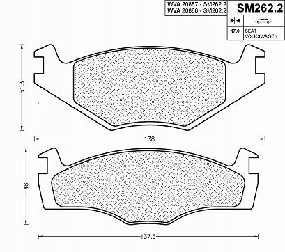 KLOCKI HAMULCOWE VW GOLF 3 POLO SEAT IBIZA CORDOBA Strona zabudowy przód