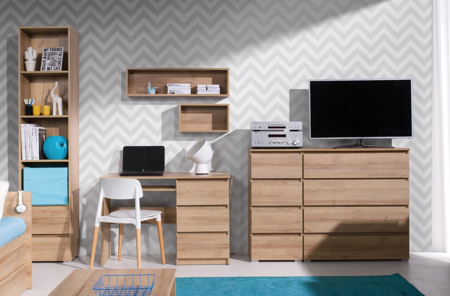 Białe Biurko młodzieżowe 110cm KOSS 09 / 3kolory Materiał blatu płyta laminowana