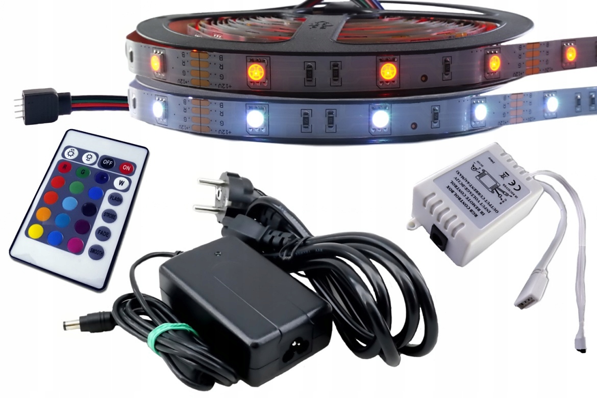 

Zestaw taśma Led Smd Rgb 5050 sterownik pilot 7m