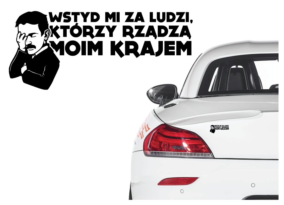 

Naklejka na samochód anty PiS wstyd mi za rząd