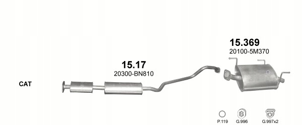 Tłumik środkowy Nissan Almera poj . 1 , 8 00 - 06r . EAN ( GTIN ) 5904157315510 foto 0