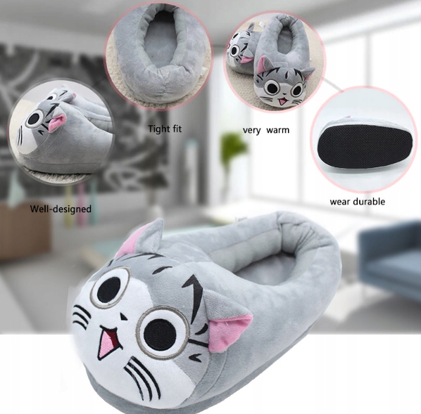 ZIMOWE KAPCIE DOMOWE PANTOFLE PEŁNE KOT PLUSZOWE Marka inna