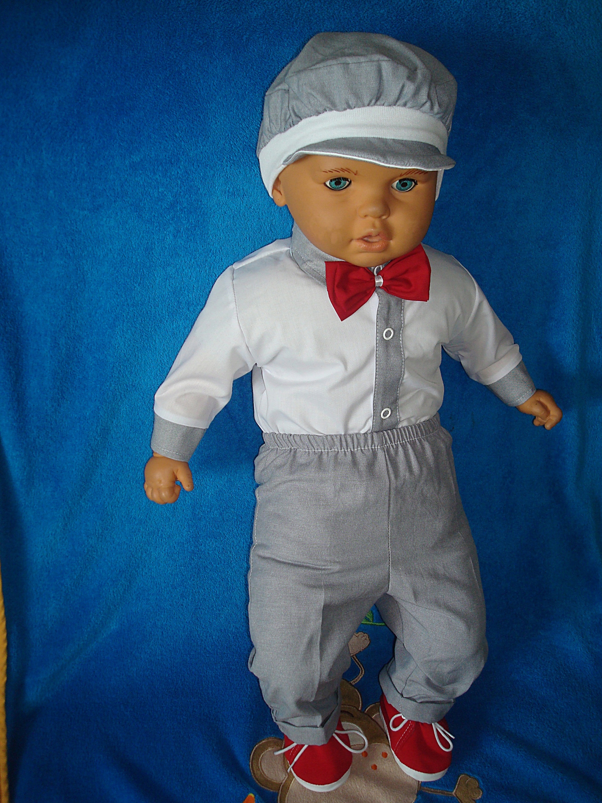 KOSZULA-BODY SPODNIE MUSZKA CZAPKA CHRZEST r.68 Marka bez marki