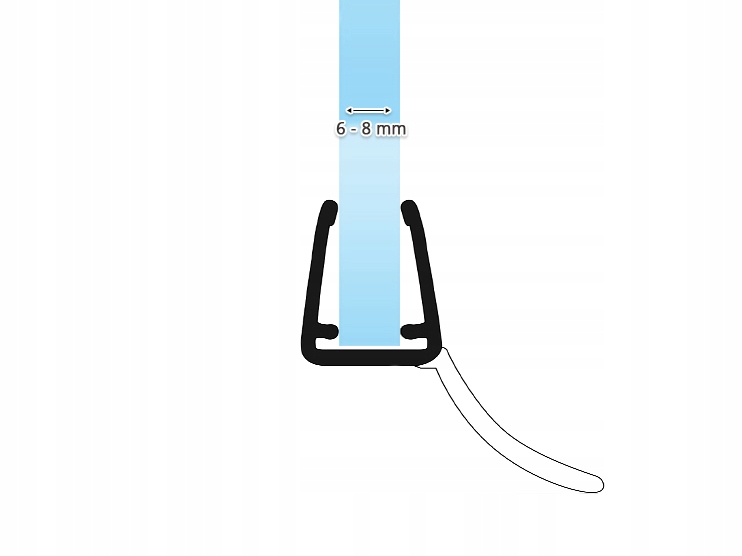 Uszczelka do Kabin Prysznicowych UK12 6-8mm 100cm Rodzaj uszczelka