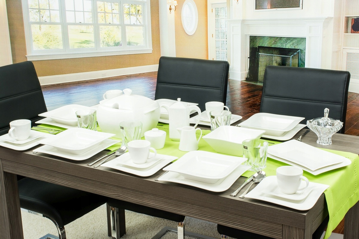 AMBITION FALA SERWIS OBIADOWY I KAWOWY 101 EL na 18 OSÓB KREMOWA PORCELANA