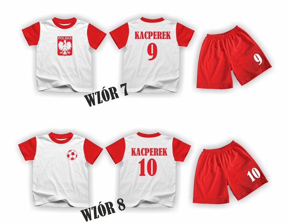 KOMPLET PIŁKARSKI KIBICA Z WŁASNYM IMIENIEM R-168 Materiał dominujący bawełna