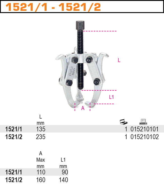 TRÓJRAM. ŚCIĄGACZ ODWRACALNE RAMIONA BETA 1521/1 Kod producenta 1521/1