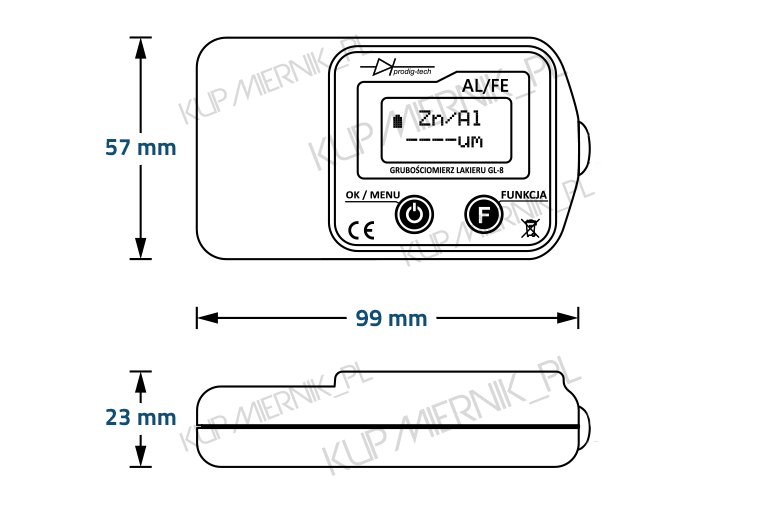 Miernik Grubości Lakieru Prodig-Tech GL-8 Tester Pamięć pomiarów tak