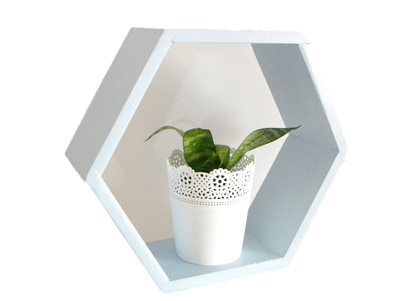 DREWNIANA PÓŁKA PLASTER MIODU HEXAGON SZARY GREY Kolekcja półka