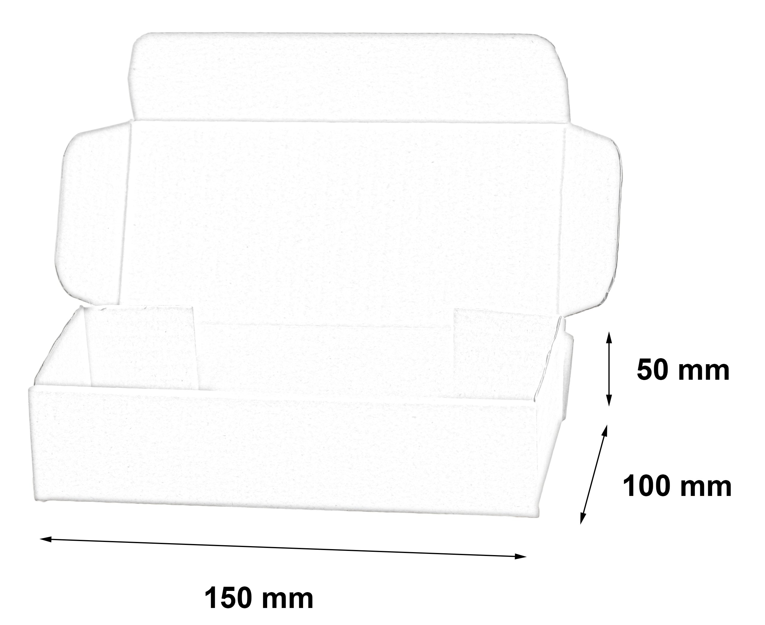 PUDEŁKO 150x100x50 KARTON 390g FASONOWY 600 szt Długość zewnętrzna 15 cm