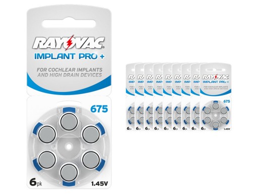 

60szt Baterie Rayovac Implant Pro+ 675 (Cochlear)