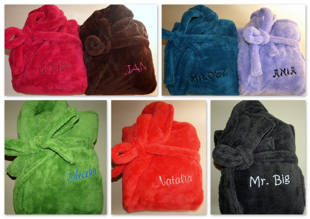 SZLAFROK Damski Męski z HAFTEM imienia r. S M L XL Rozmiar L