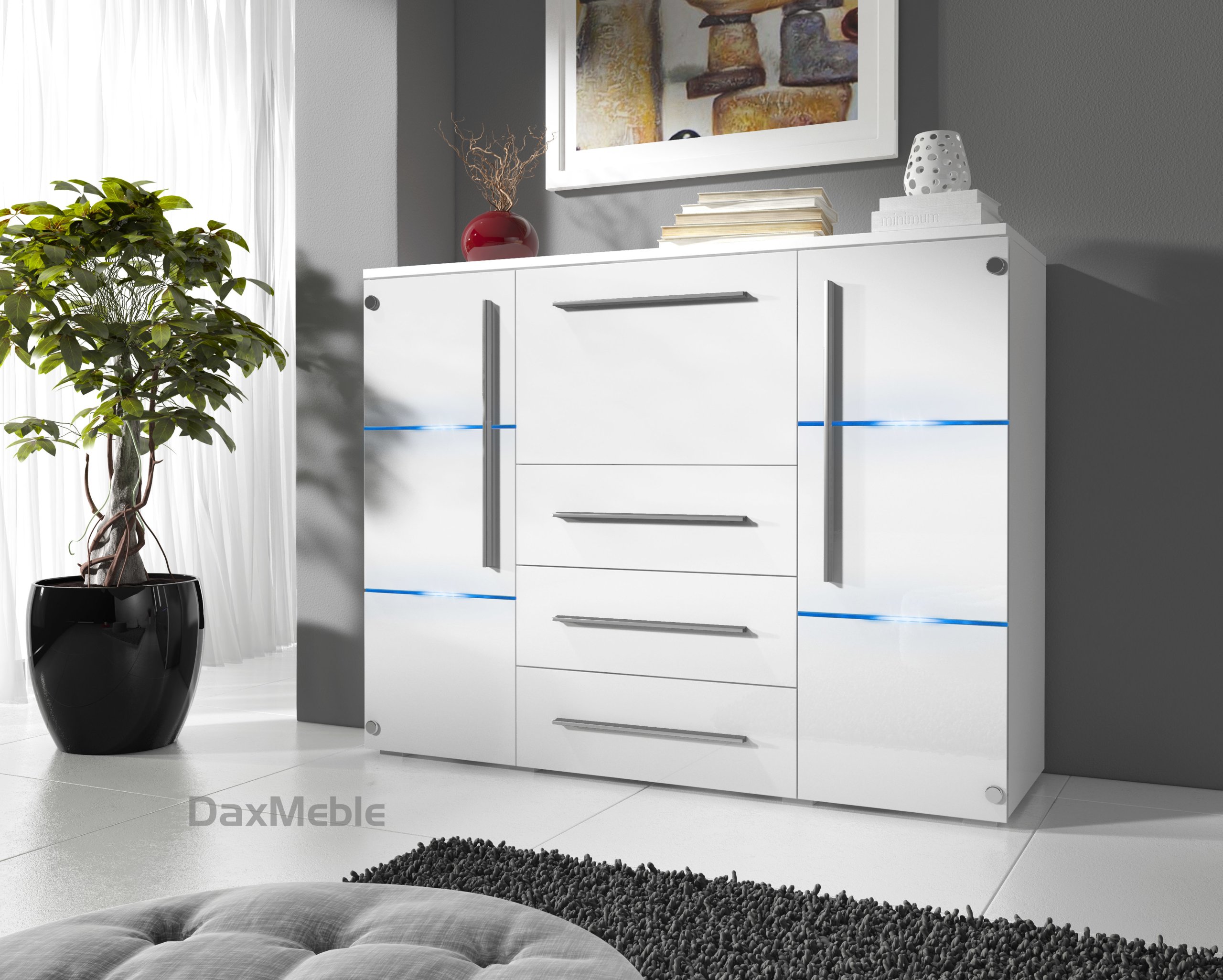 Komoda BONA - wysoki połysk, LED GRATIS! Kod producenta BON06