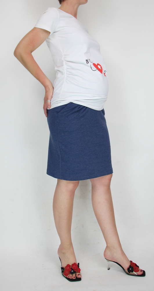 NOWOŚĆ WYGODNE DRESOWE SPÓDNICE CIĄŻOWE L jeansowy Fason bojówka