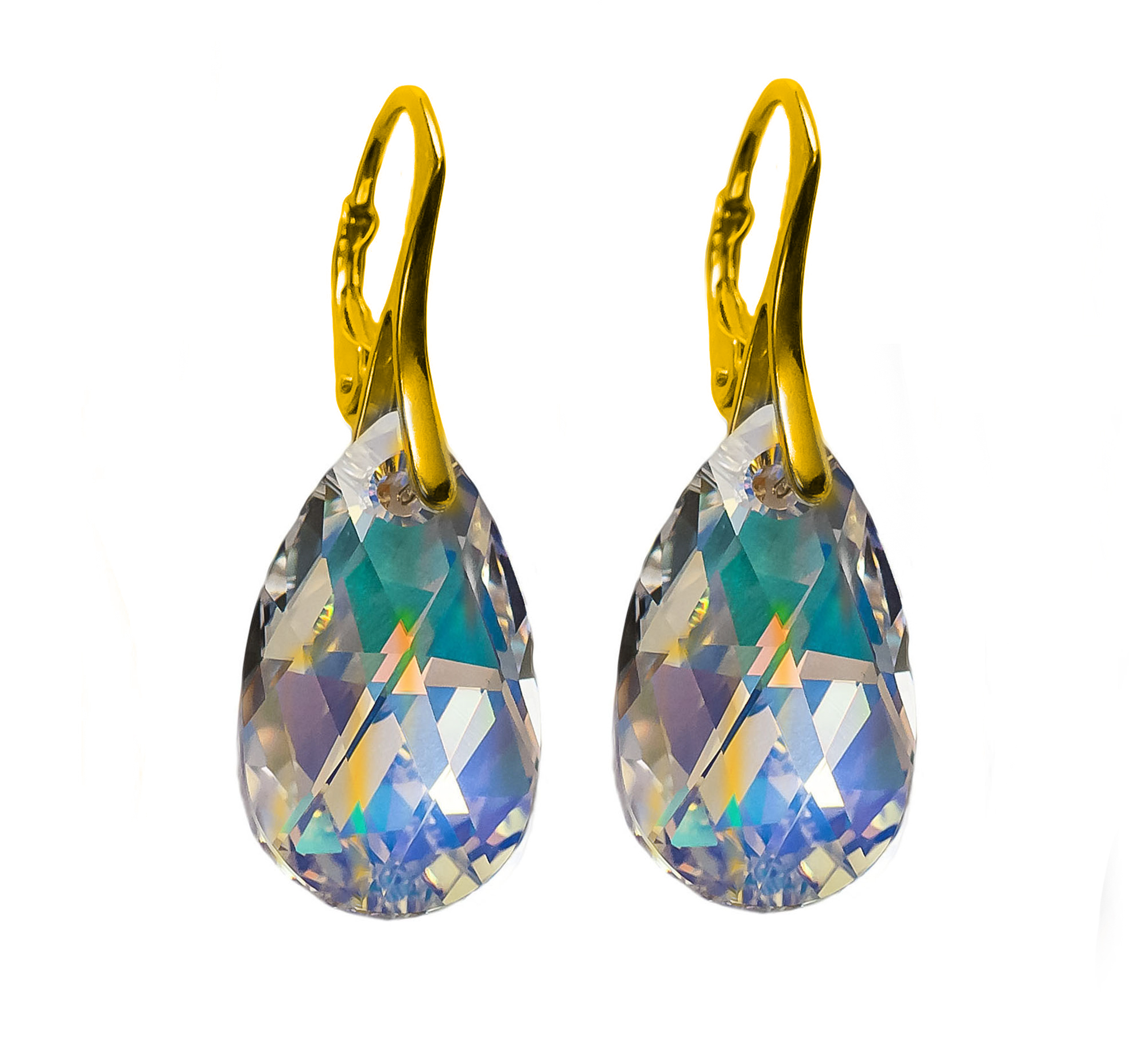

Swarovski Migdał 22 Kolczyki 30kol Srebro Złocone
