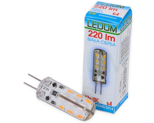 

Żarówka G4 Led 2W 12V DC Ciepła 2700K Silikon