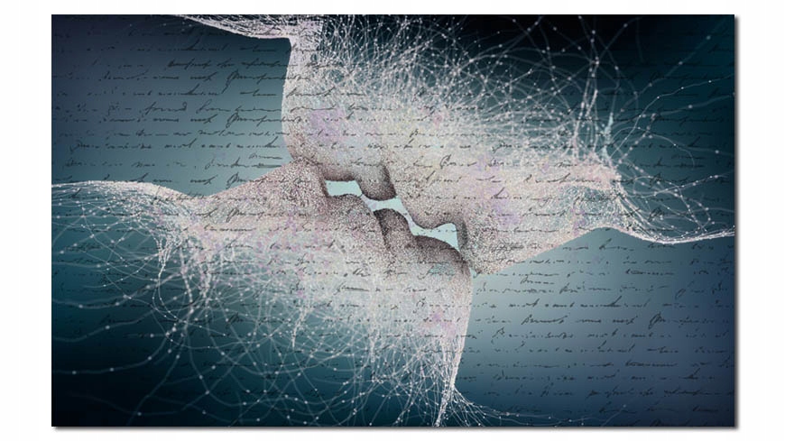 Obraz POCAŁUNEK 1 - design na płótnie granatowy