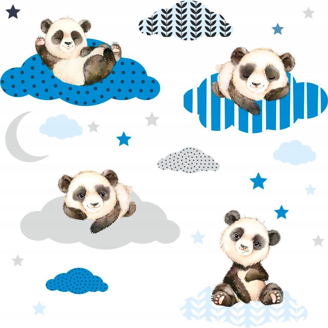 

Dekoracja na ścianę naklejka panda chmurki gwiazdy