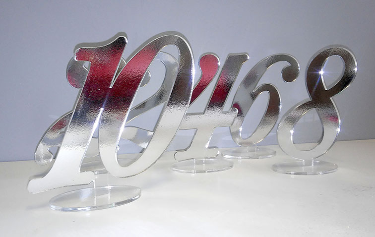 LICZYBY NUMERY na stół ŚLUB 14 cm 1-9 PLEXI kolory Kolor dominujący srebrny