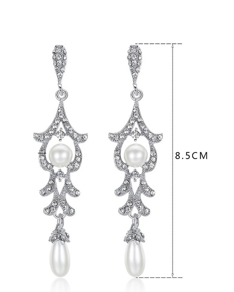 KOLCZYKI SREBRNE Z CYRKONIAMI i PERŁAMI, PIĘKNE Kamień Cyrkonia