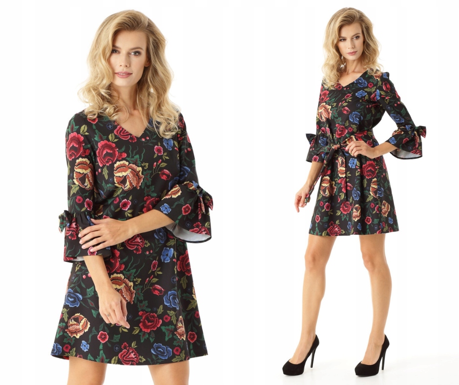 Šaty trapézová volná s mašličkovým zavazováním 4XL