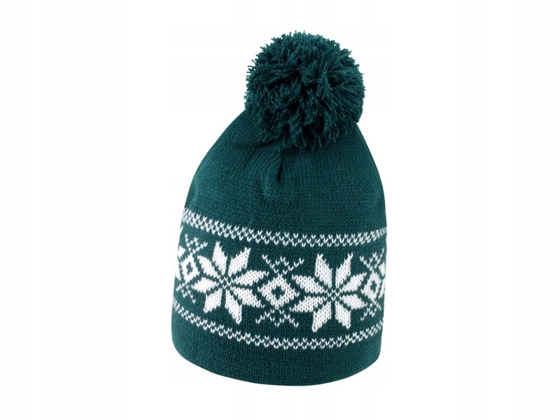 

Czapka zimowa wzór Fair Isle / stylowa zielona