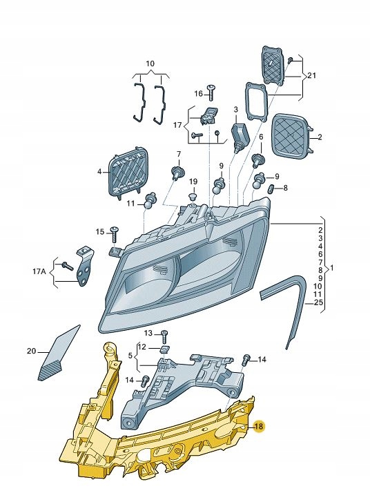 UCHWYT MOCOWANIE REFLEKTORA AUDI Q5 8R LEWA ASO Weight with packaging 3 kg